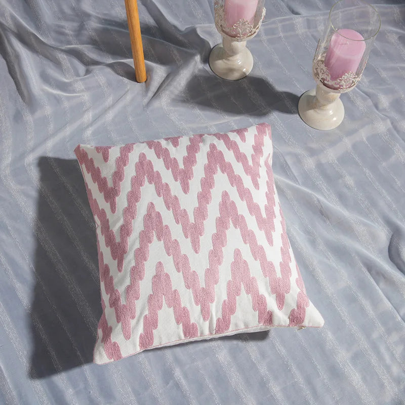 DecorBites™ Cotton Flower Embroidered Geometry Pillowcase 45*45cm - Sofa Living Room Bedside Pillows