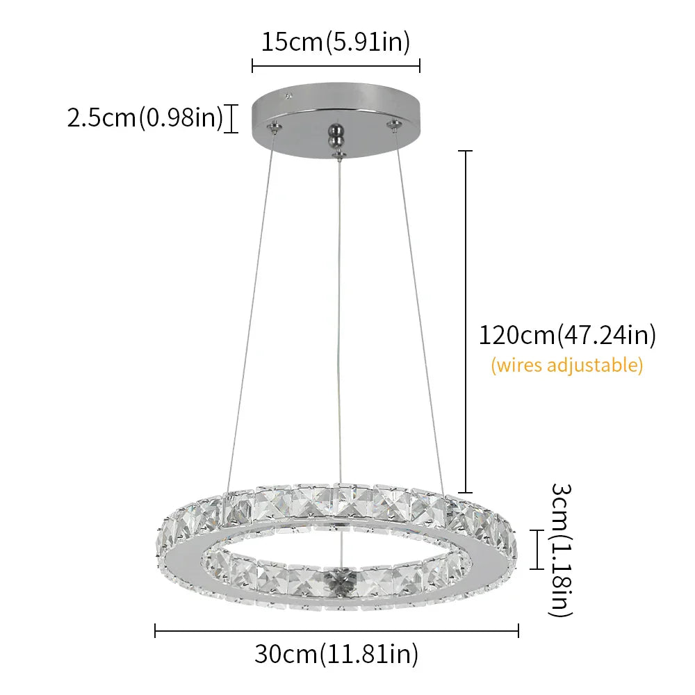 DecorBites™ Crystal Ring Chandelier Pendant Light for Living Dining Room