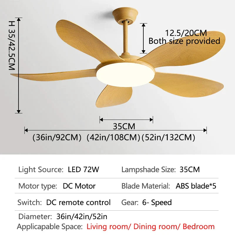 DecorBites™ Black DC Ceiling Fan Light Strong Wind Indoor Electric Fan 2023