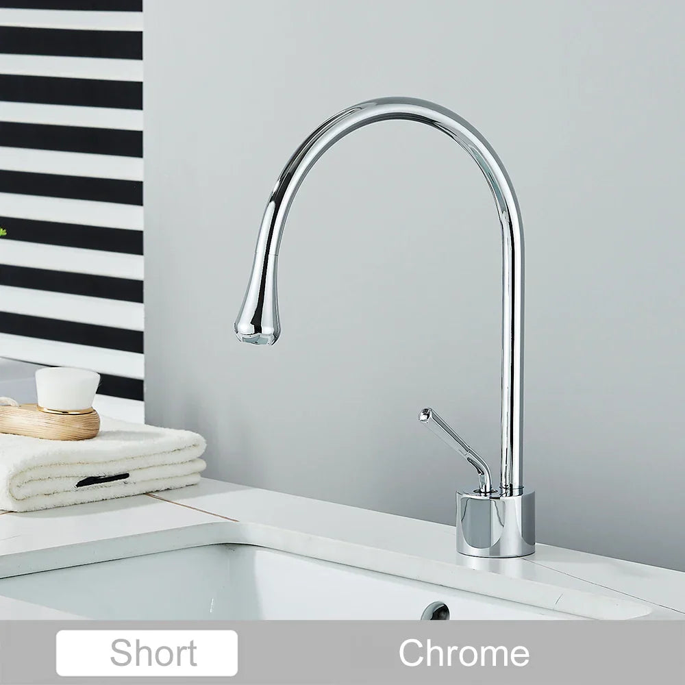 DecorBites™ Gold Tall Basin Faucet, 360 Swivel Waterfall Mixer for Bathroom Washbasin
