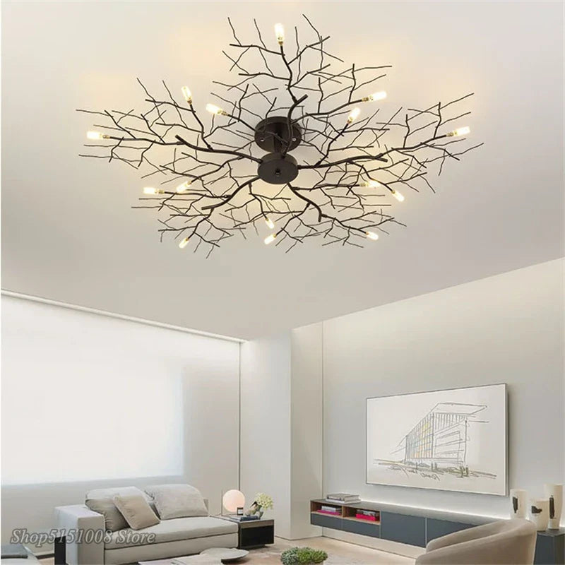DecorBites™ Country Branch Iron Ceiling Light: American Style Living Room Decor Fixture