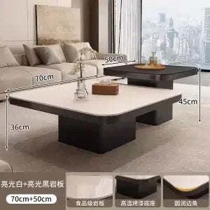 DecorBites™ Light Luxury Rock Square Coffee Table Modern Minimalist Living Room Combo