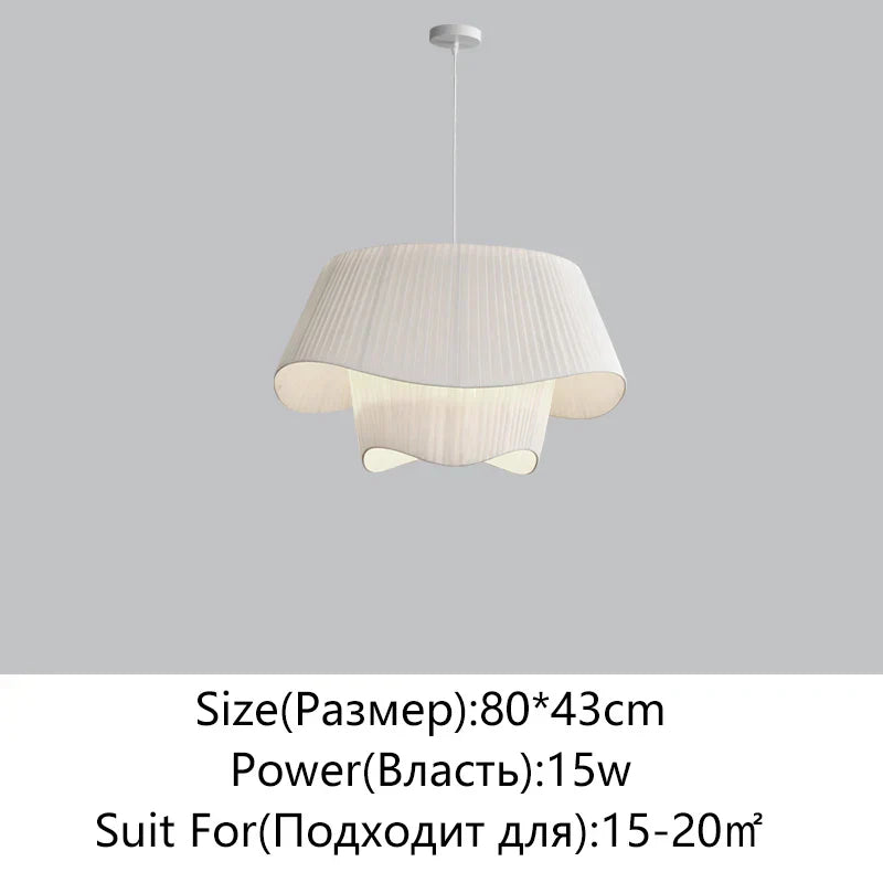 DecorBites™ Cream Fabric Chandelier: Retro Nordic Attic Light for Bedroom, Living Room, Dining Room