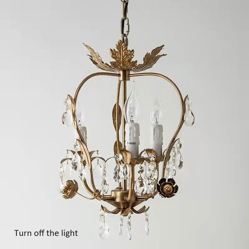 DecorBites™ Iron Crystal Chandelier for Corridor Bedroom Restaurant Bar Hanging Lamps