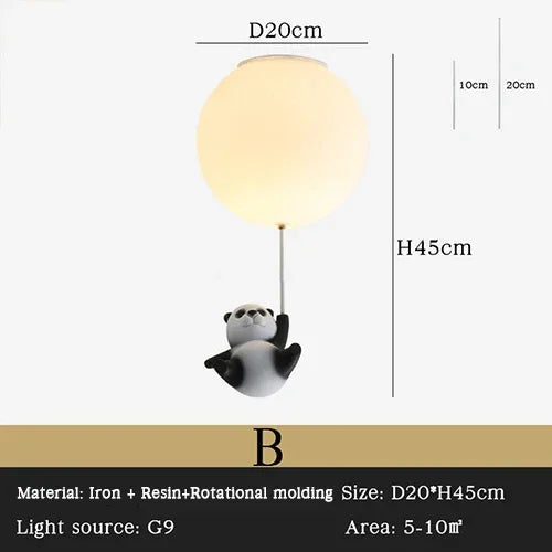 DecorBites™ Kids Bear LED Ceiling Chandelier, Cute Bedroom Pendant Light for Boys and Girls