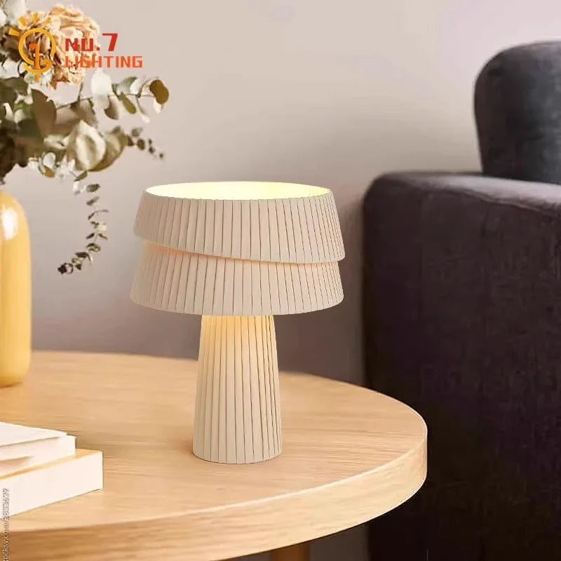 DecorBites™ Cream Wind Mushroom Table Lamp LED E27 Retro Atmosphere Decor for Bedroom, Cafe