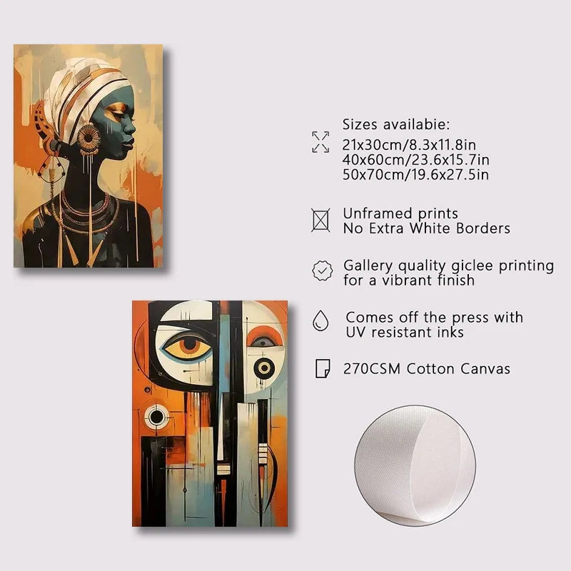 "African Abstract Wall Art Set - 3 Pieces"