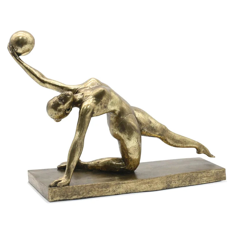 DecorBites™ Golden Gymnast Figurine Ball Decor Home Decoration Resin Handicrafts