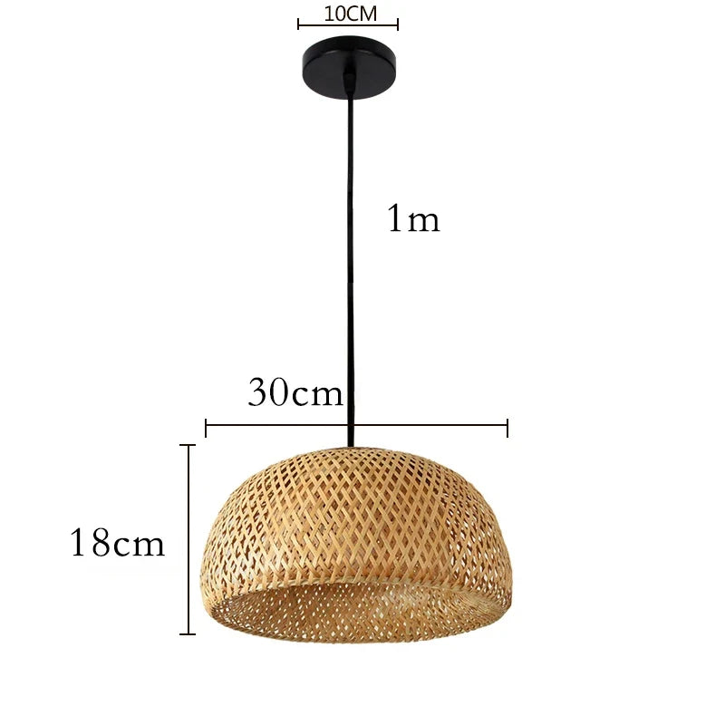 Hand-Knitted Japanese Style Bamboo Weave Pendant Light