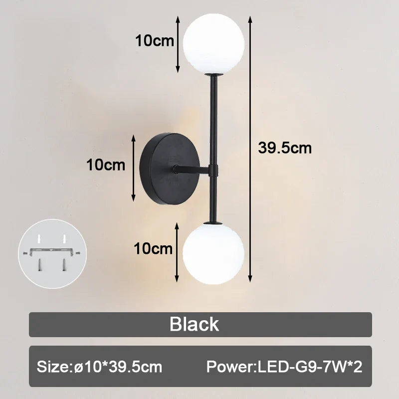 DecorBites™ Frosted Glass Ball LED Wall Lamp for Corridor, Aisle, and Bedroom