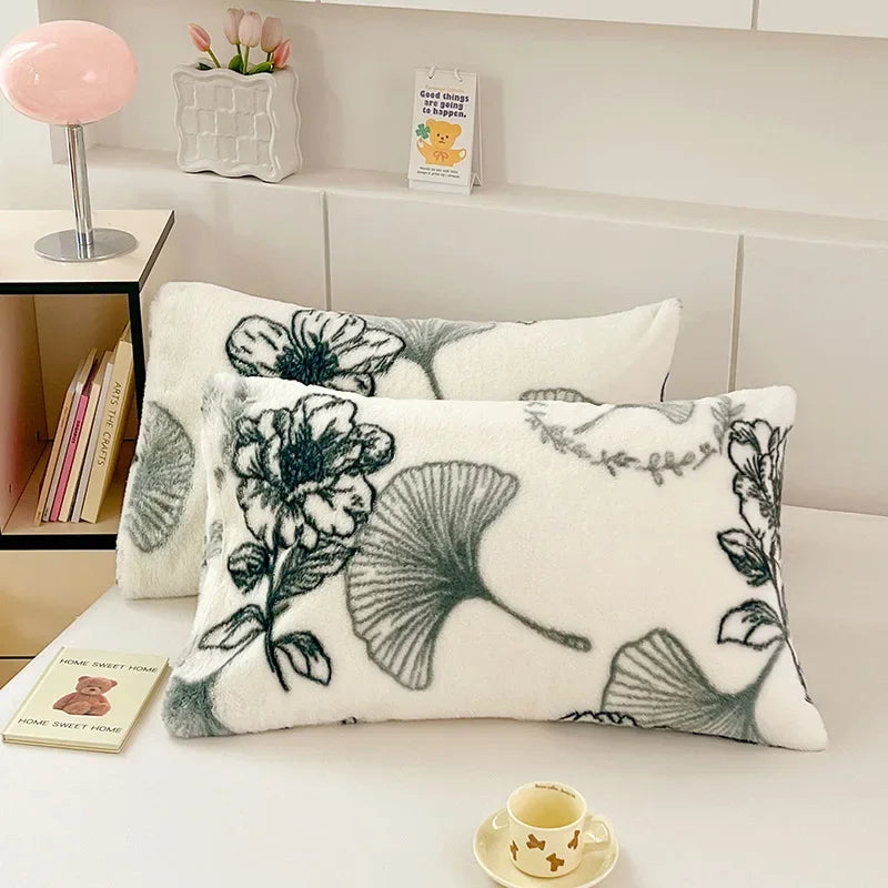 DecorBites™ Cozy Winter Plush Pillowcase: Nordic Printed Milk Velvet Soft Home Decor