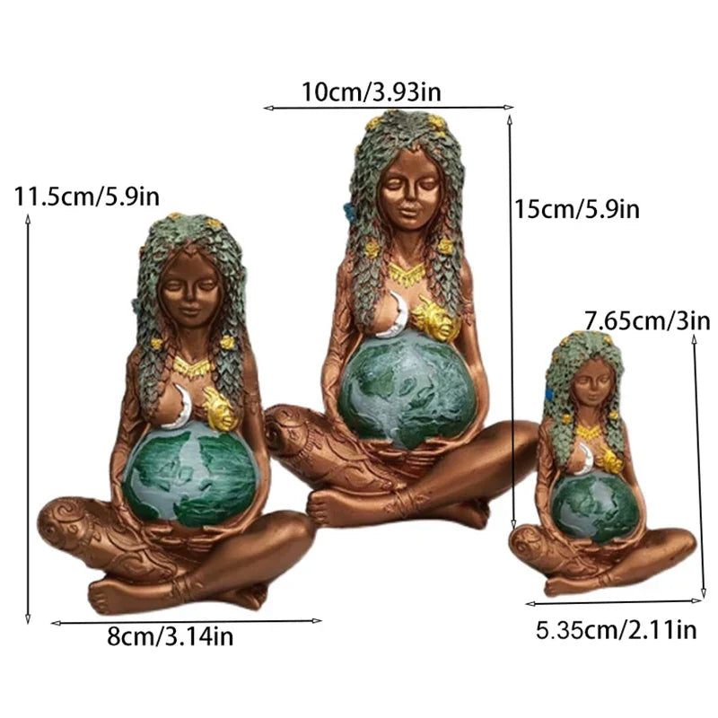 DecorBites™ Gaia Mother Earth Lotus Yoga Pose Resin Figurine Decor for Home Nature Sculpture