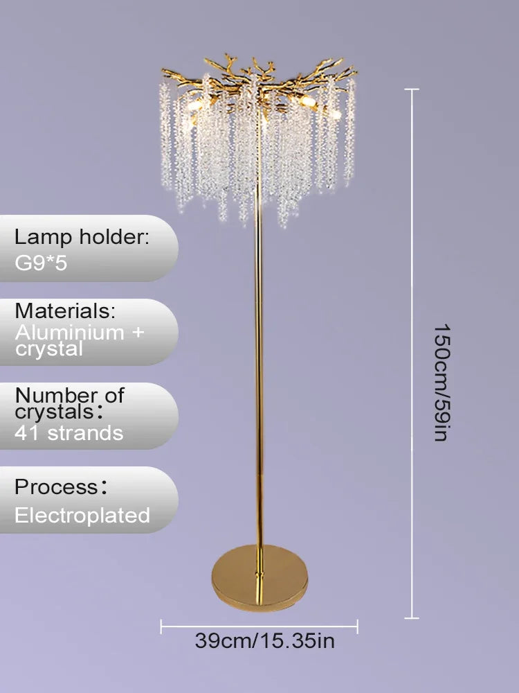 DecorBites™ Crystal Gold LED Floor Lamp: Nordic Luxury for Living Room & Bedroom