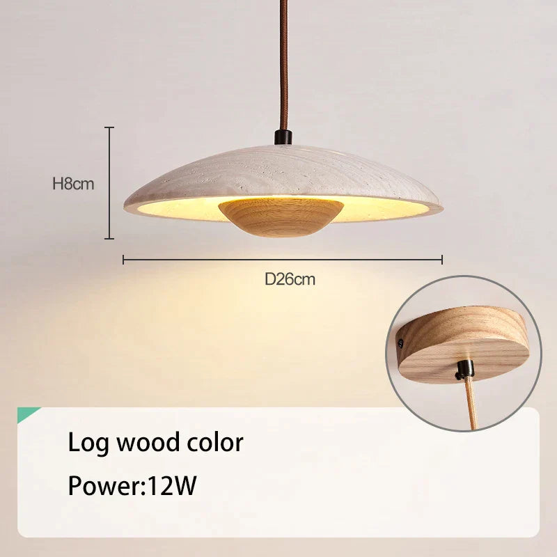 DecorBites™ Cream Stone Wood Chandelier Pendant Lamp for Bedroom - Danish Style Atmospheric Lighting