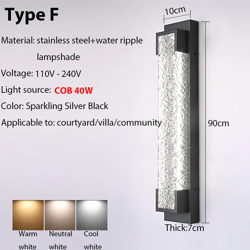 DecorBites™ Dimmable LED Stainless Steel Outdoor Wall Sconce for Villa Garage Garden Courtyard