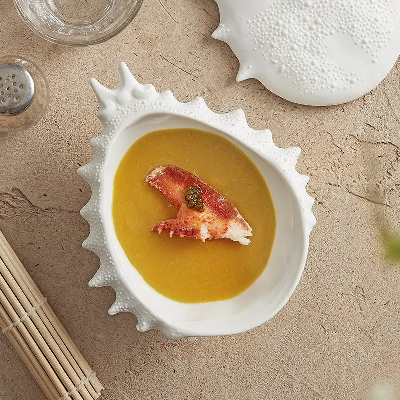 DecorBites™ Crab-Shaped Ceramic Soup Bowl with Lid - Specialty Tableware for Restaurants