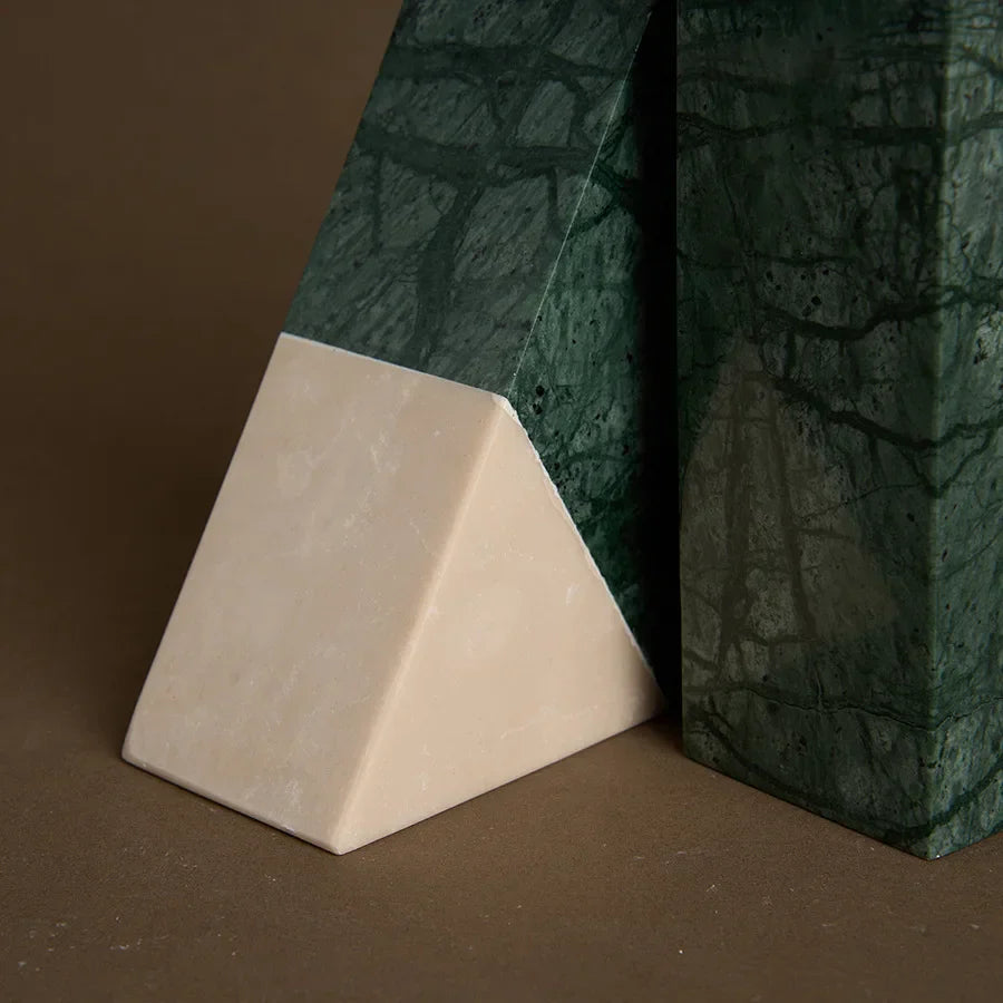 DecorBites™ Green Marble Bookends Retro Travertine Holder Home Decor