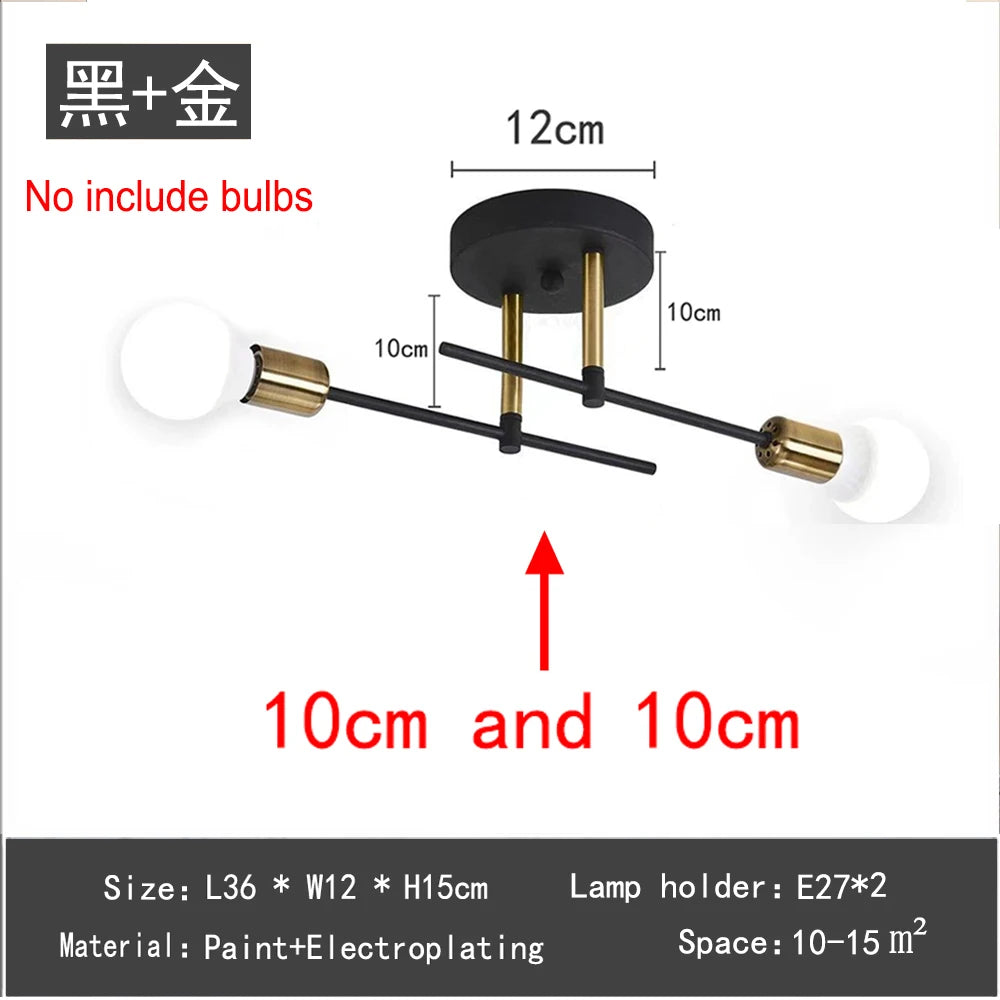 Modern Industrial Chandeliers Ceiling Lamp Pendant Light 2 Heads Black for Living Dining Room Bedroom cafe and Kitchen