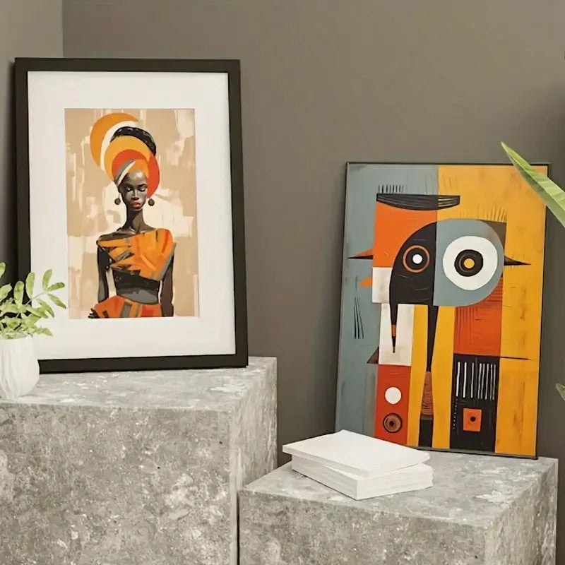 "African Abstract Wall Art Set - 3 Pieces"