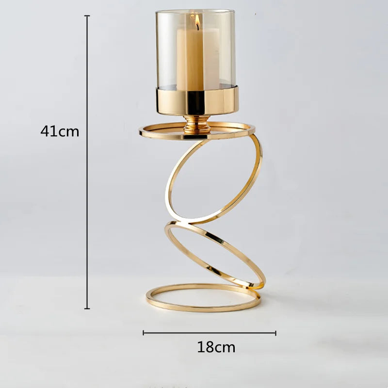 DecorBites™ Gold Metal Frame Glass Candle Holder - Wedding Centerpieces & Home Decor