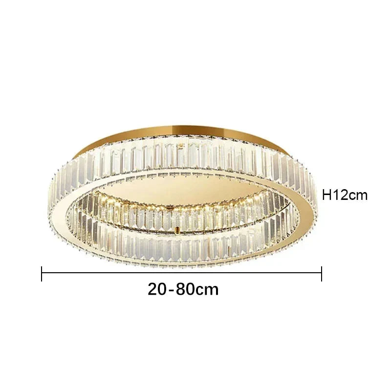 DecorBites™ Crystal Circle Ceiling Chandelier LED Indoor Lighting for Living Room Bedroom Study