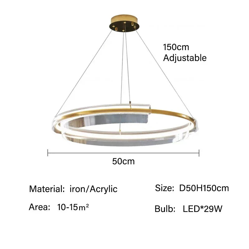 DecorBites™ Gold Ring Chandelier LED Pendant Light Modern Hanging Lamp for Home Decoration