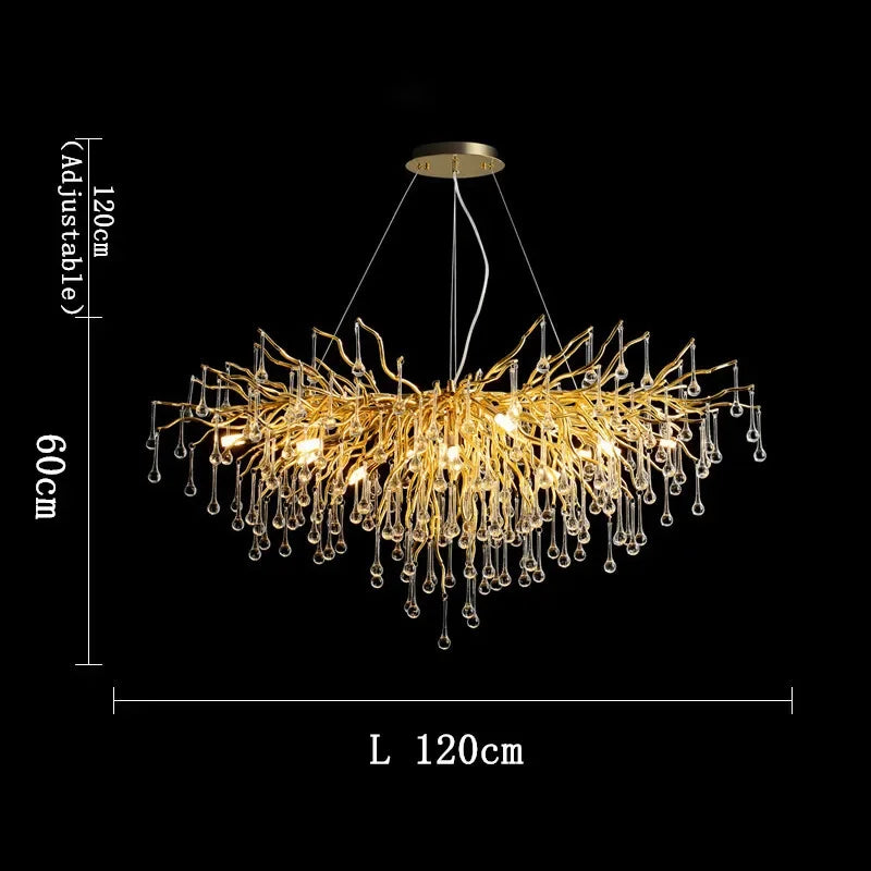 DecorBites™ Golden Branch Crystal Chandelier – Luxe Living Room & Hotel Lobby Decor