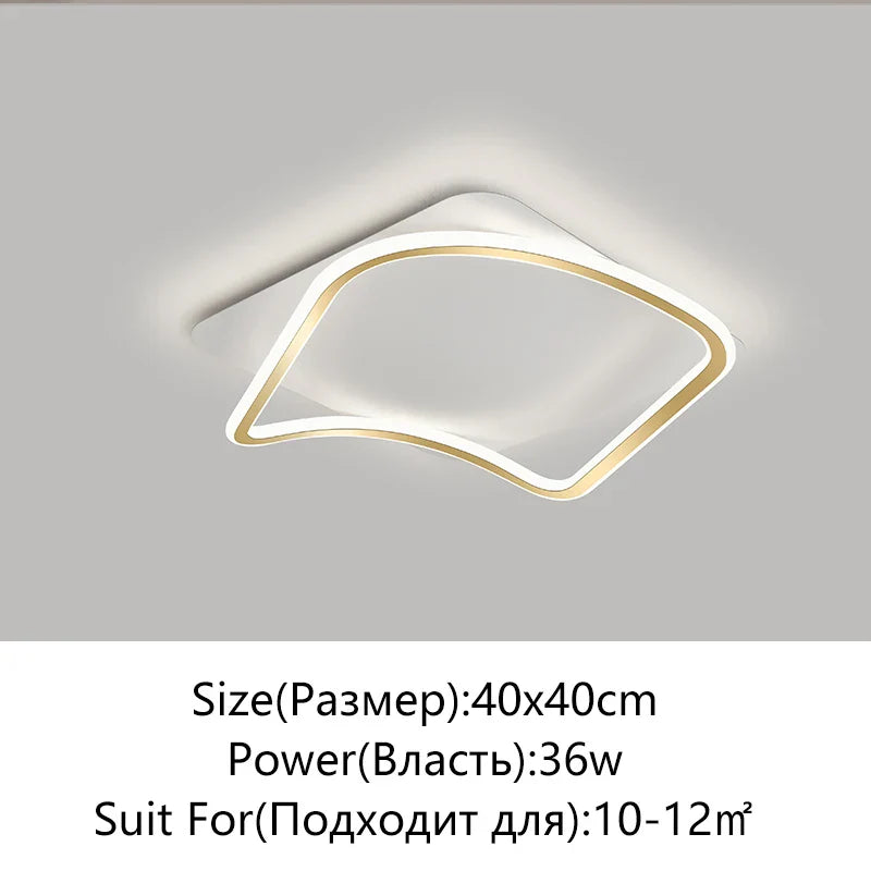 DecorBites™ Golden LED Ceiling Chandelier: Modern Simplicity for Living, Dining, and Bedrooms