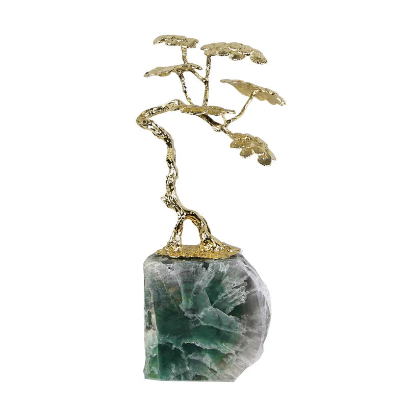 DecorBites™ Amethyst Brass Tree Ornament Crystal Simulation Plant Sculpture Home Decoration