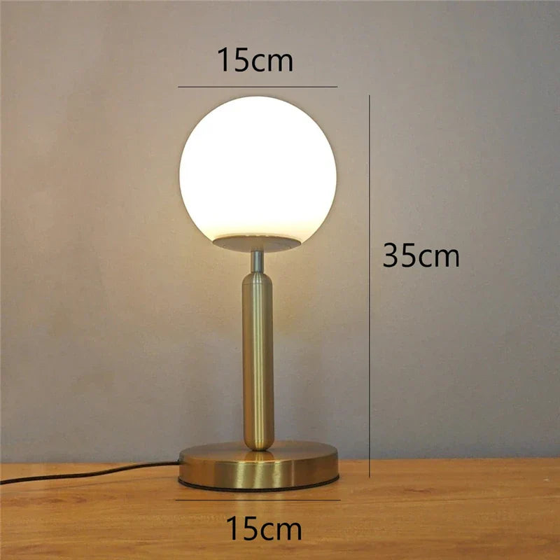 DecorBites™ Glass Ball Table Lamp for Bedroom, LED Desk Light with E27 Bulb