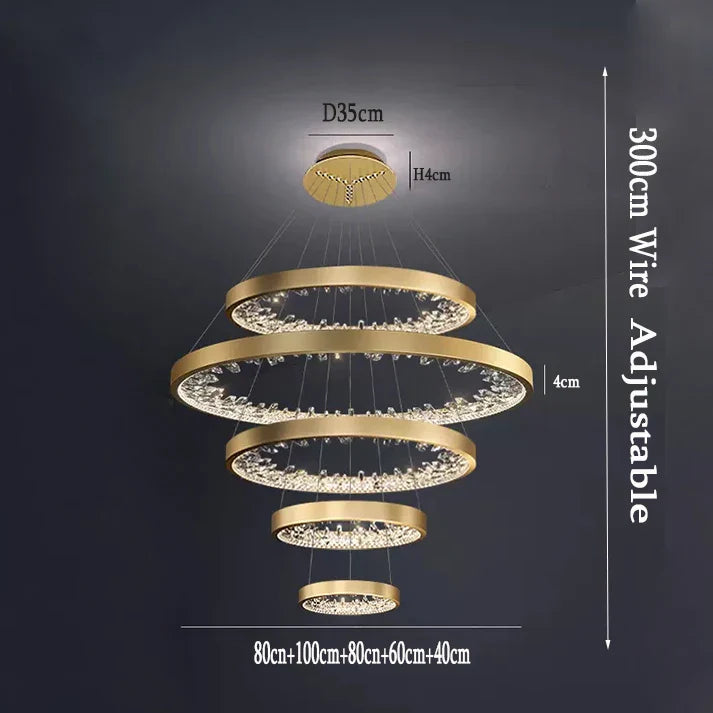 DecorBites™ Crystal LED Chandelier Circle Hanging Lamp - Modern Luxury Dimmable Lighting