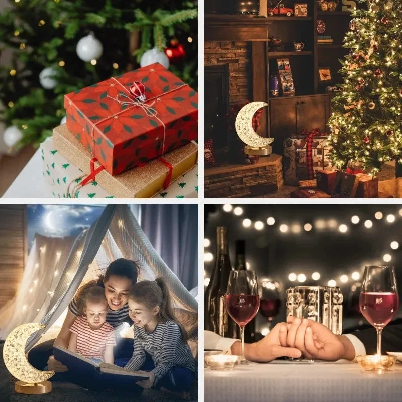 Schlafzimmer Crystal Touch Dimming Nachtlicht Mädchen Zimmer Home Decor Ästhetik USB Nachttisch LED Ambient Tisch 3D Mondlampe