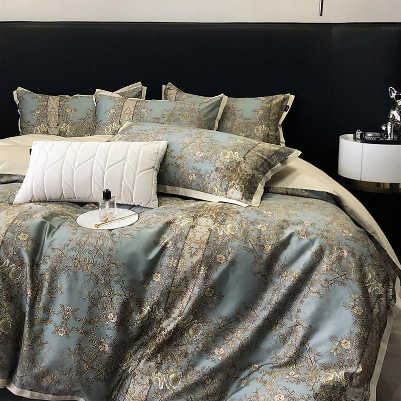 DecorBites™ Egyptian Cotton Luxury Bedding Set: Duvet, Sheet, Pillowcases - 1000TC Soft & Silky
