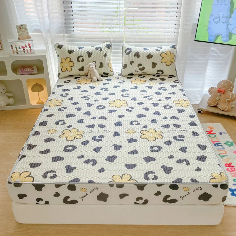 DecorBites™ Latex Cooling Mattress Cover & Pillowcase Set - Summer Cool Down Bed Pad