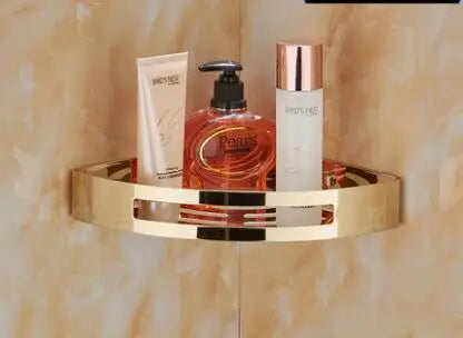 DecorBites™ Gold Stainless Steel Bathroom Corner Shelf – Rose Gold Shower Caddy