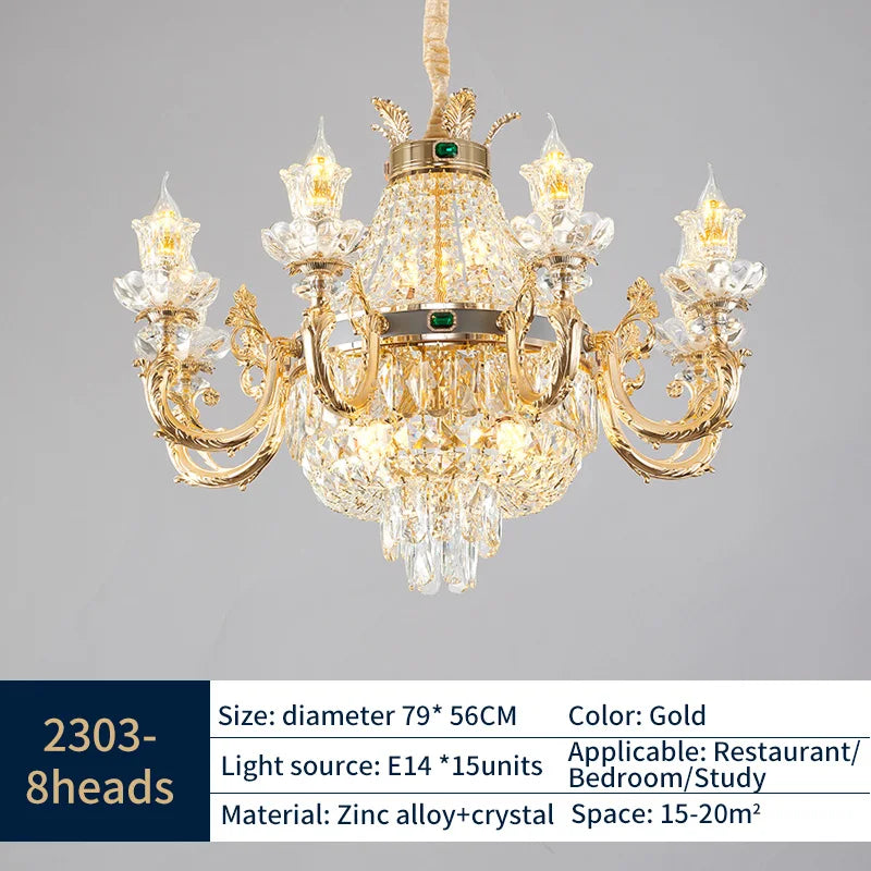 DecorBites™ Elegant Duplex Crystal Chandelier for Villa Living Room & Hotel Lobby