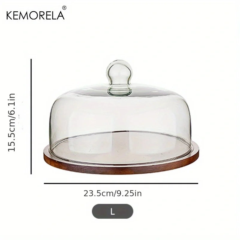 DecorBites™ Creative Wooden Cake Pan Food Storage Box with Glass Lid