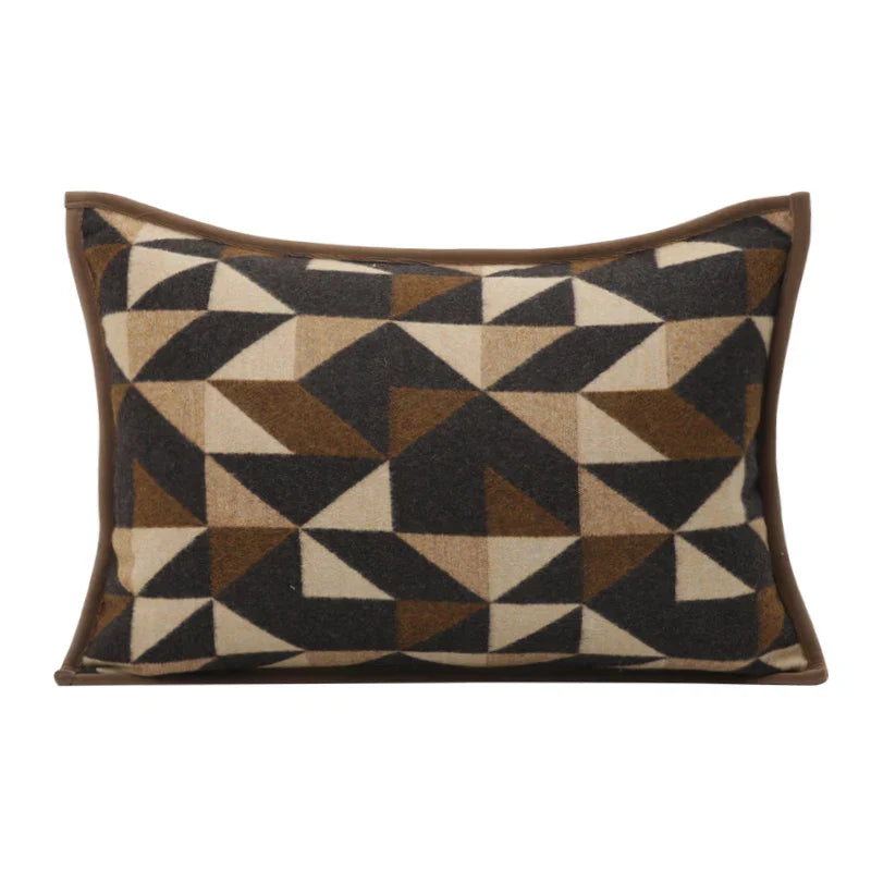 DecorBites™ Geometric Brown Leather Splicing Throw Pillow Cover 45x45cm Luxe Square Cushion Case