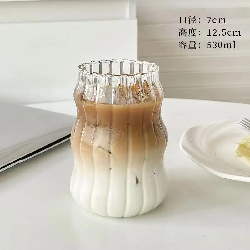 DecorBites™ Glass Cup with Lip Straw for Coffee, Wine, Beer, Juice, and More