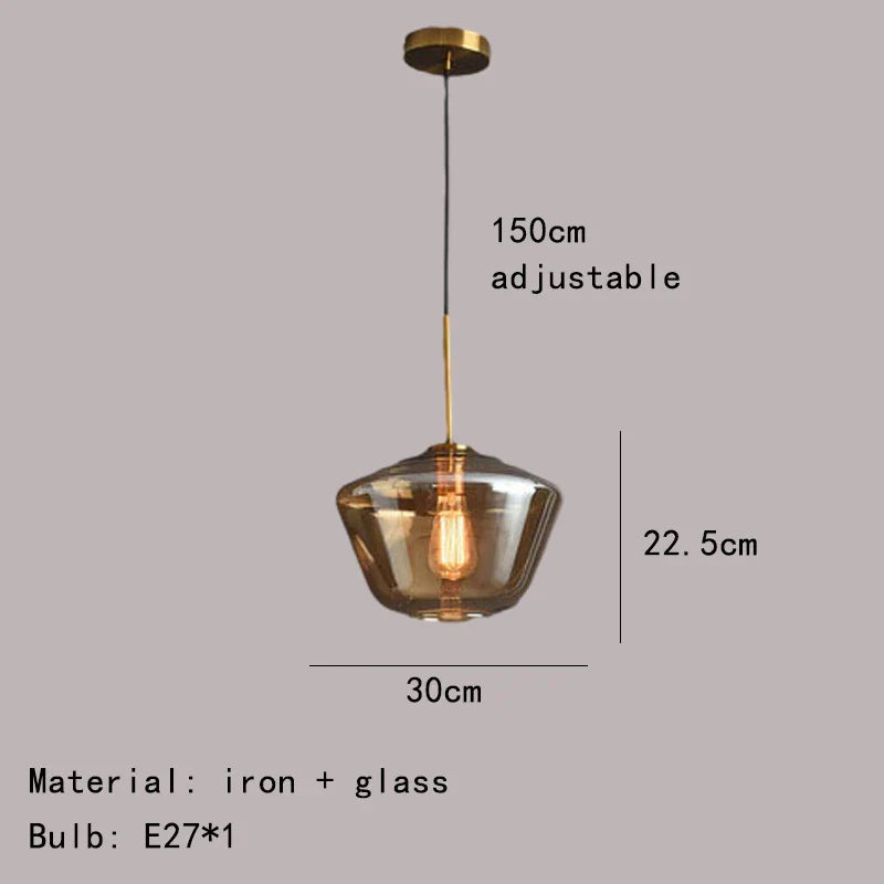 DecorBites™ Gray Amber Glass Pendant Lamp for Home and Office Lighting