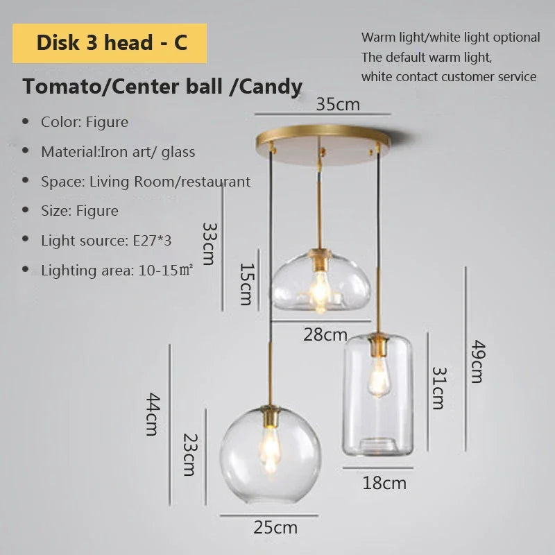 DecorBites™ Industrial Loft Glass Pendant Light for Kitchen Restaurant Decor
