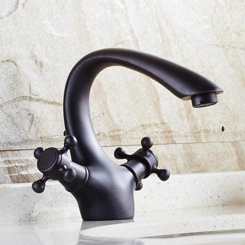 DecorBites™ Gold Bathroom Sink Faucet with 2 Handles - Luxury Basin Mixer Tap