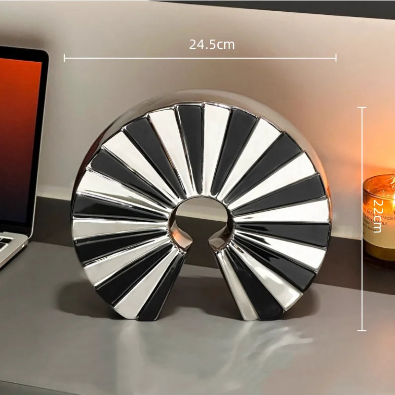 DecorBites™ Geometric Ceramic Fan Ornament Sculpture for Home Decor