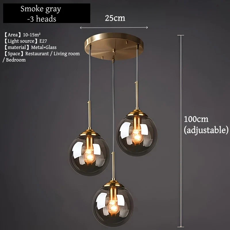 Nordic Glass Pendant Light With Polished Steel Finish
