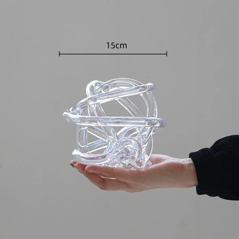 DecorBites™ Glass Coil Wound Ball Ornament: Hand-made, Geometric, Transparent, Home Decoration