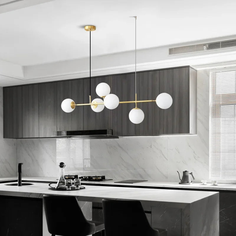 DecorBites™ Glass Ball LED Pendant Light in Golden Finish for Modern Home Decor.