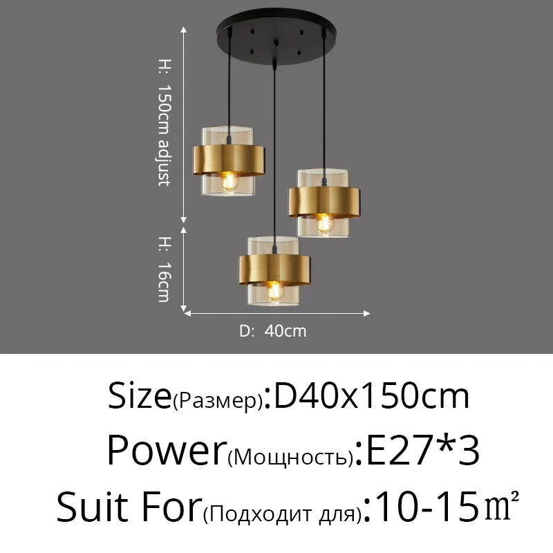 DecorBites™ Golden Pendant Lights for Aisle, Restaurant, Bedroom - Nordic Postmodern Minimalist Style