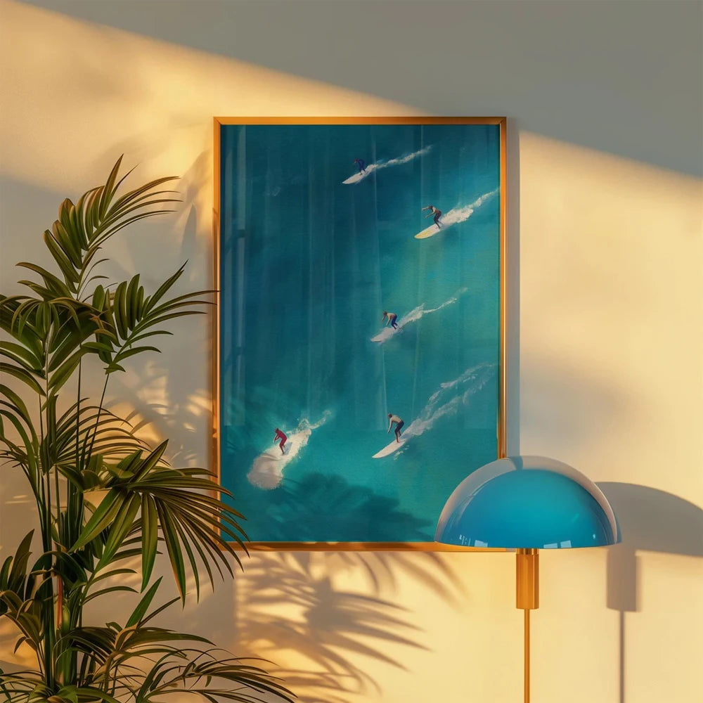 Frameless Summer People Swimming Canvas Wall Art