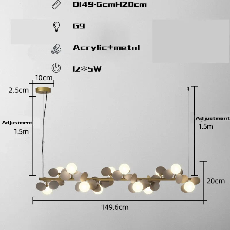 DecorBites™ Gold Metal G9 LED Pendant Chandelier with Acrylic Flower Decor