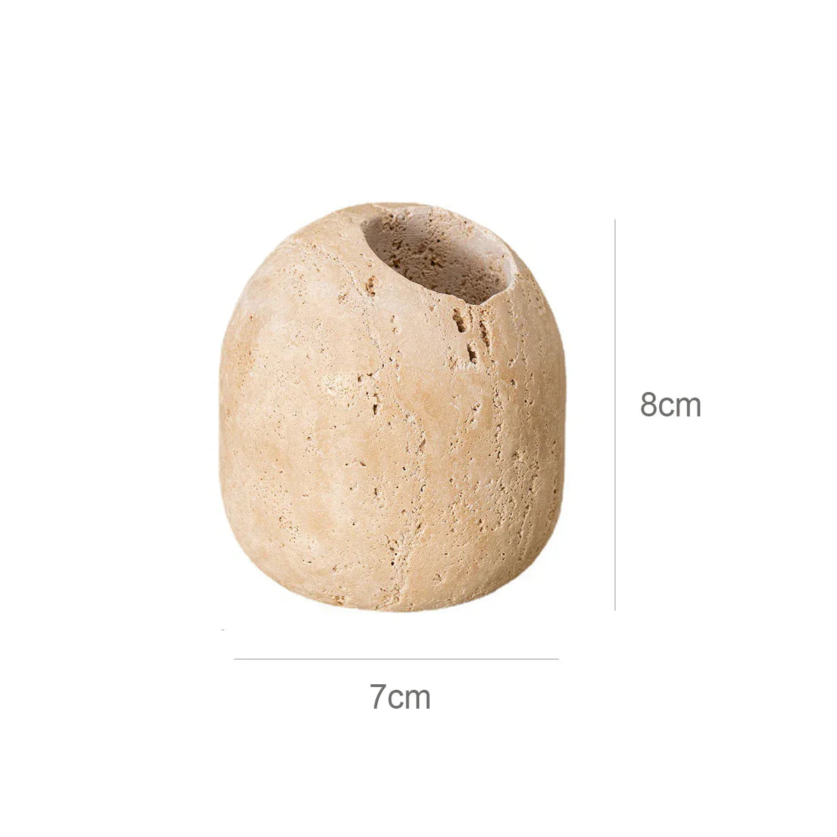 DecorBites™ Beige Travertine Match Holder Vintage Match Jar Natural Marble Dental Care Holder